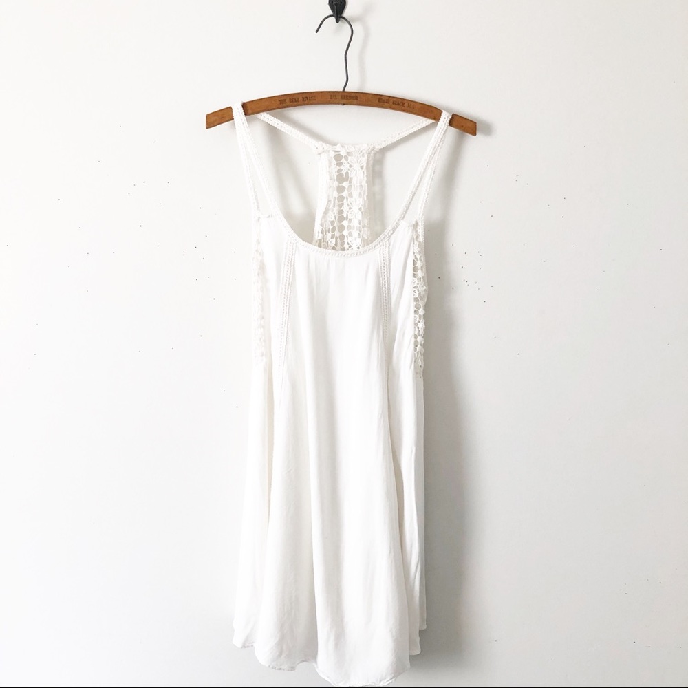 Solemio White Crochet Side Racerback Sundress